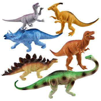 Kids 6 Pcs Rubber Playful Multicolor Dinosaur Bag