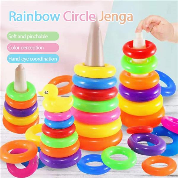 Kids Rainbow Stacking Duck Ring Tower Toy With Yellow Duck Big Size