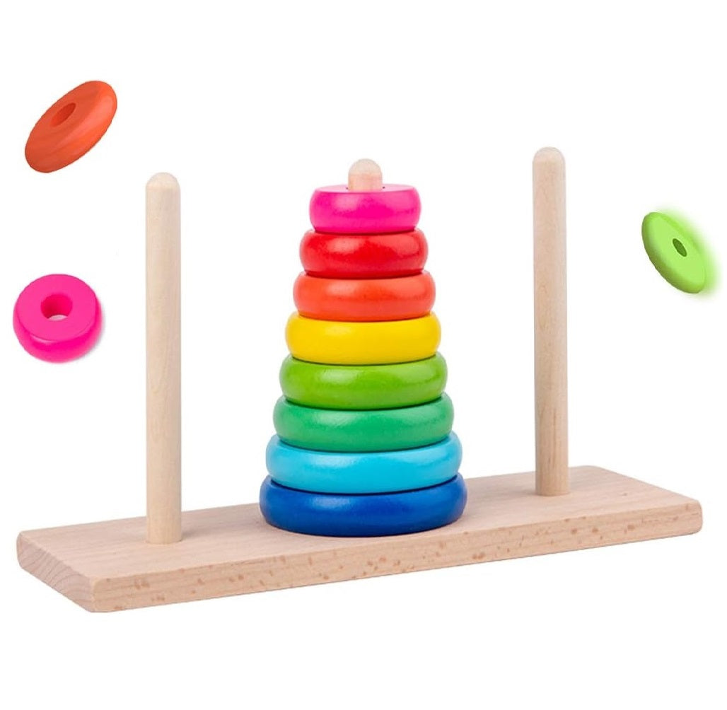 Wooden Hand Between Tower Ring Stacking Toy – MGT Toys