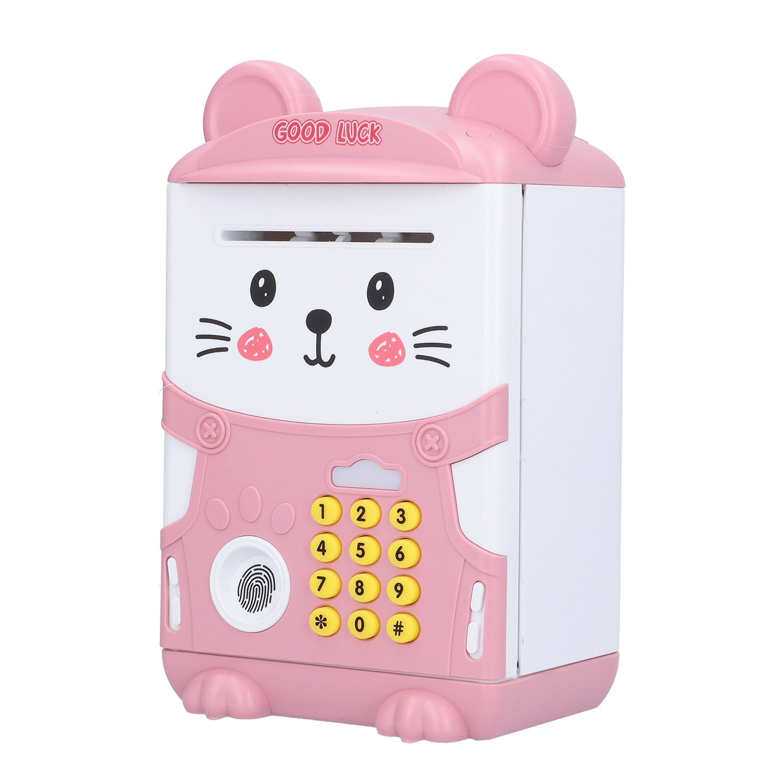 Kids Kitty Automatic Roll Money Fingerprint Key Electronic ATM Saving Box