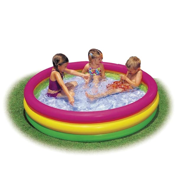 Intex Inflatable Multicolor Ring Kids Swimming Pool-48 inch With Free Pump