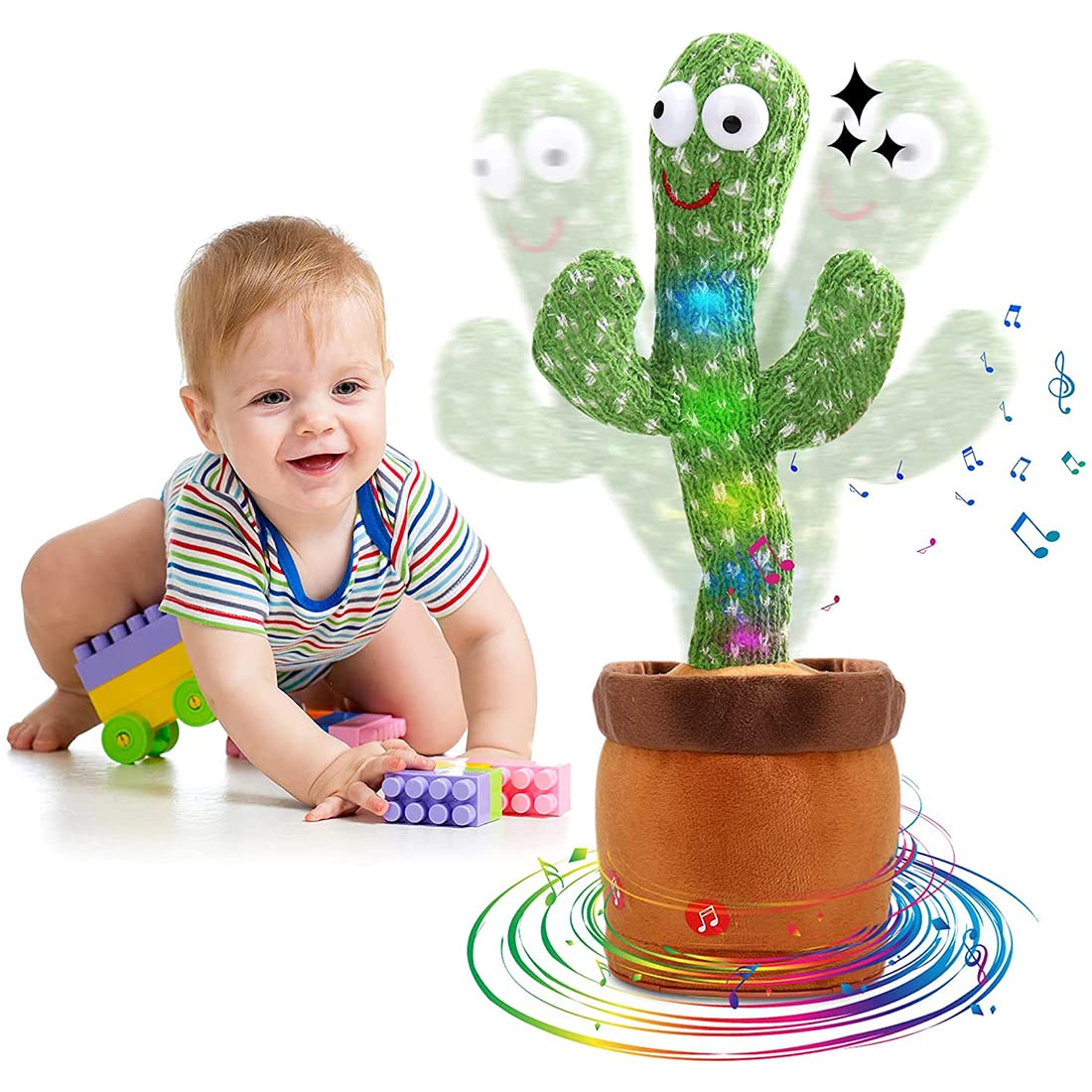 Funny Dancing Cactus Toy Electronic Plush Toy Singing Record & Repeating