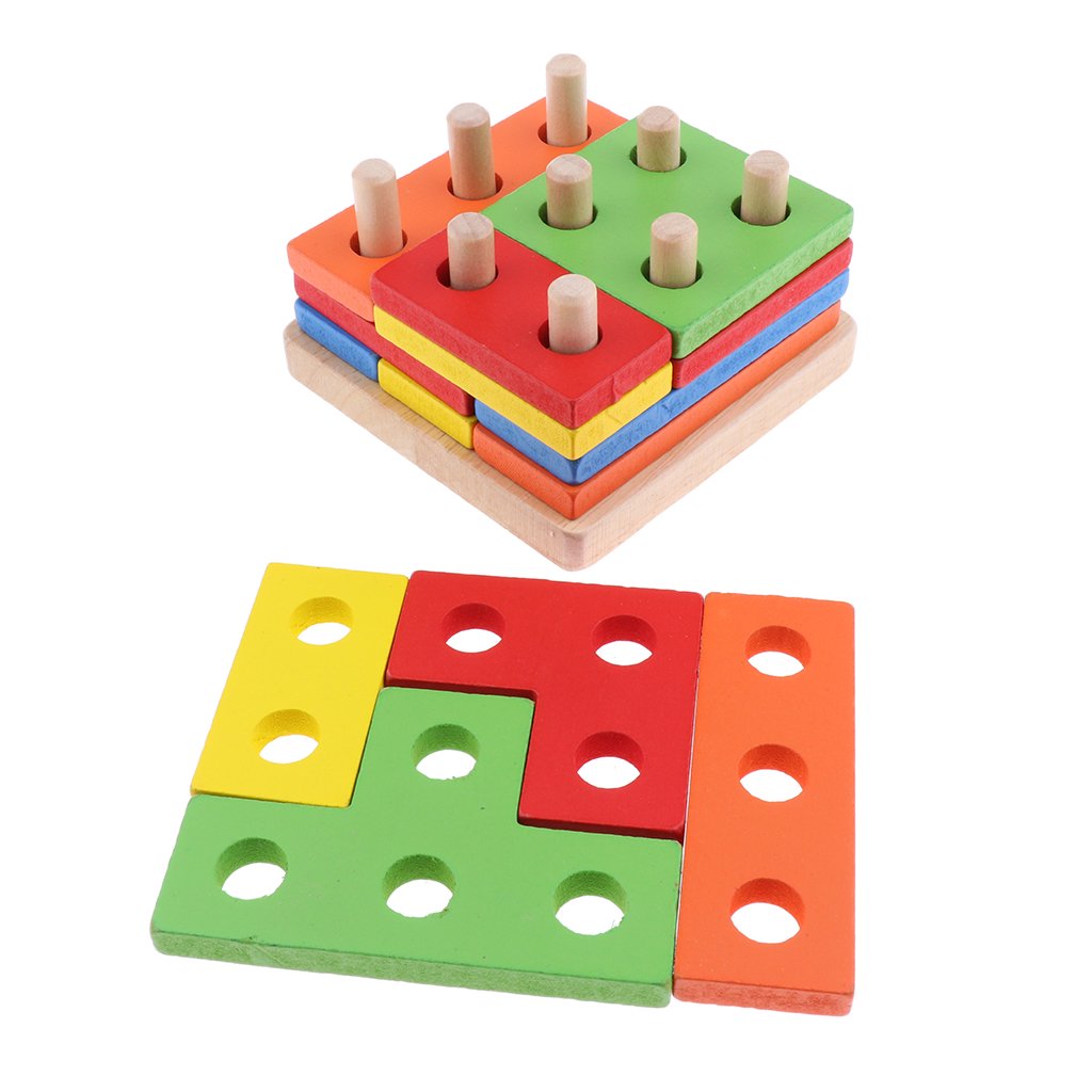 Wooden Arranging & Stacking Tetris Shapes Sorter