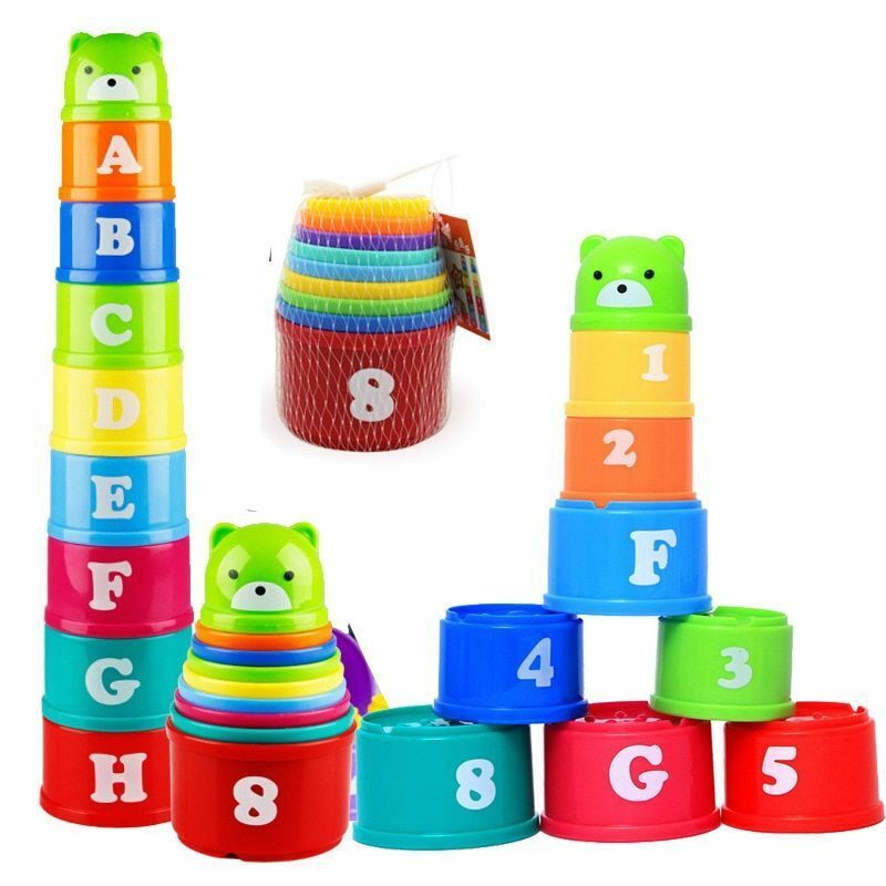 Kids Multicolor Stacking Cups Brain Development Toy 10 Pcs Set