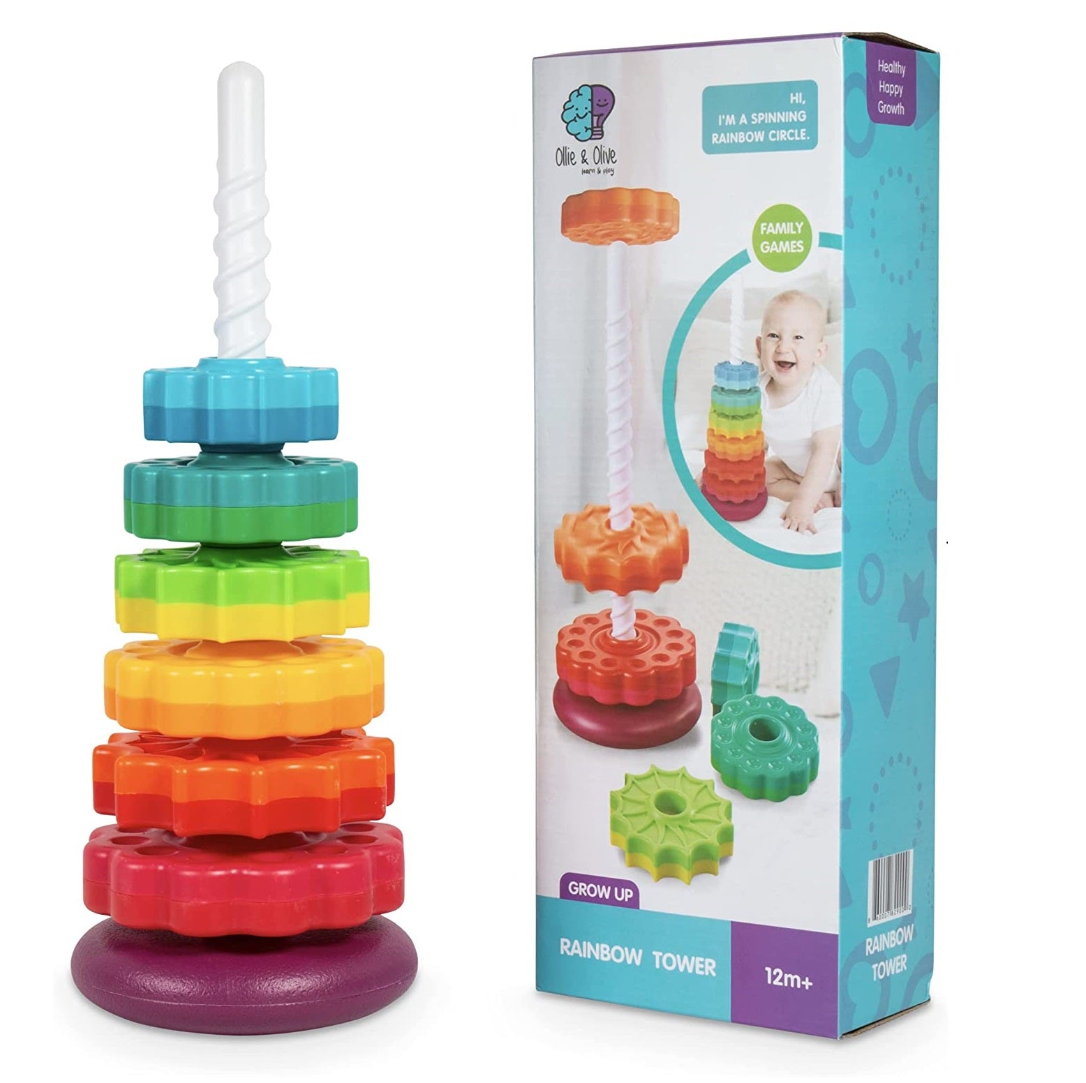 Kids Multicolor Twister Spinning Stacking Ring Tower