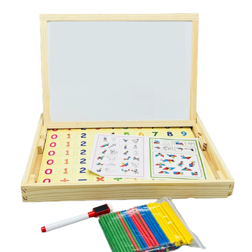 Kids Wooden 2in1 Magnetic Puzzle Arithmetic Learning Box