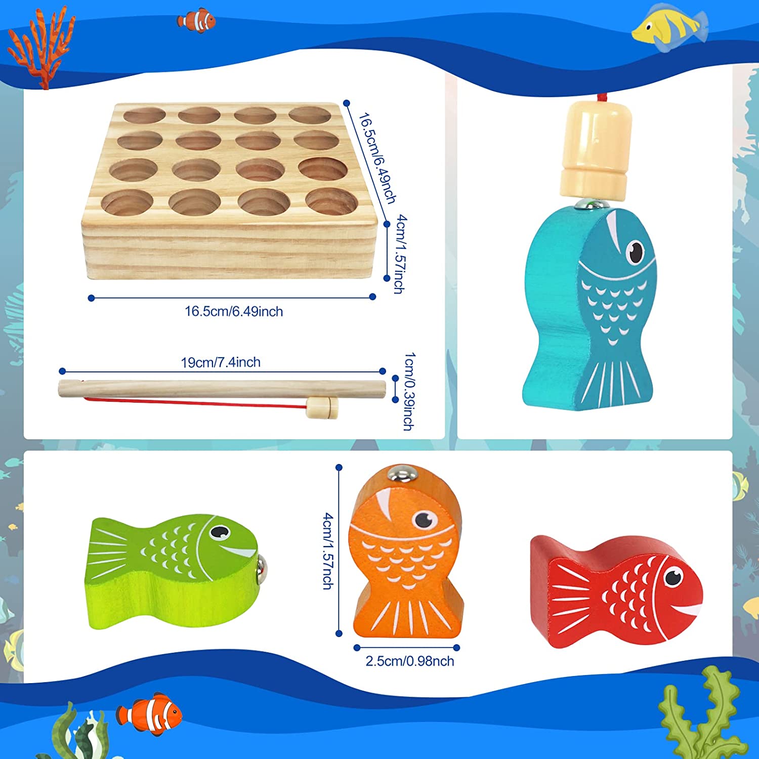 Wooden Creative Magnetic Fishing Activity Game