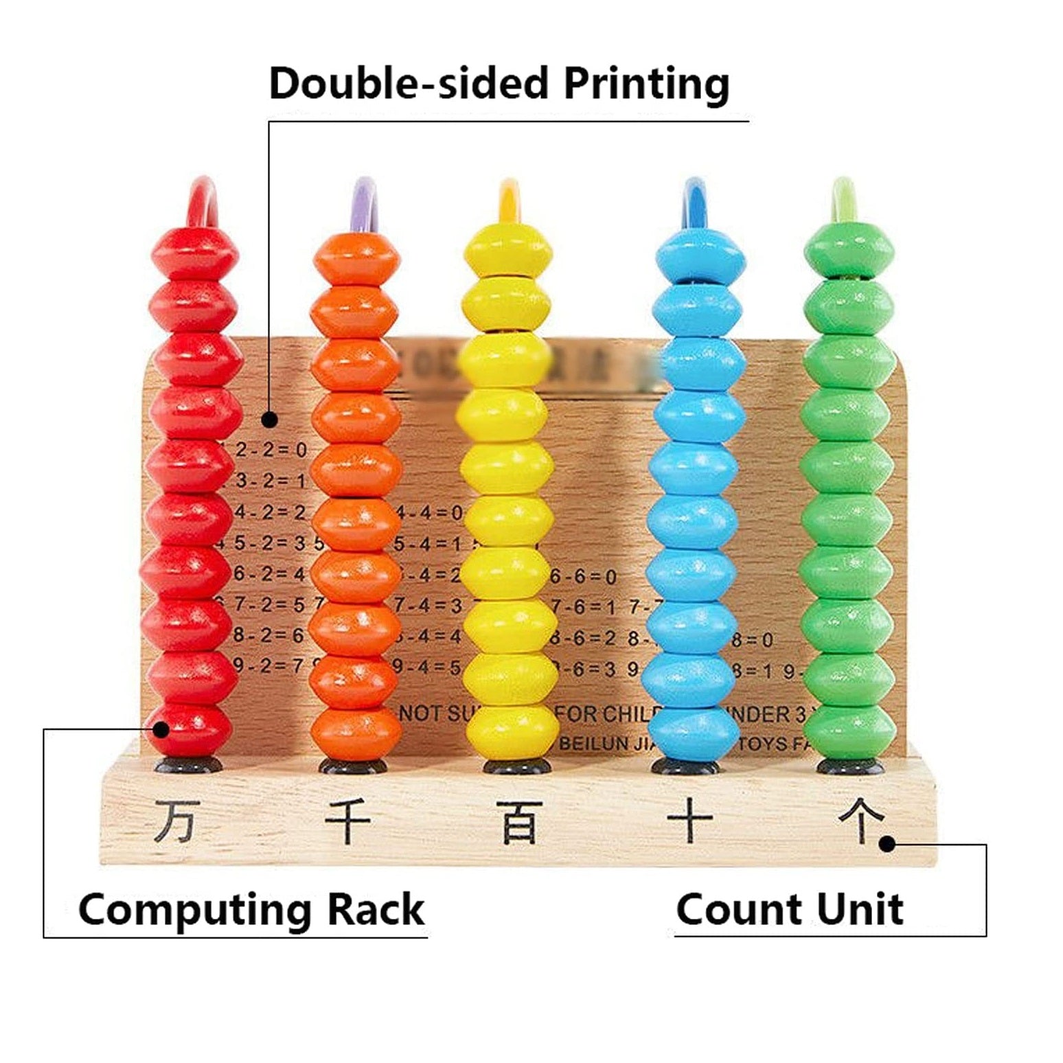 Wooden Multicolor Counter Mathematics Shelf Abacus