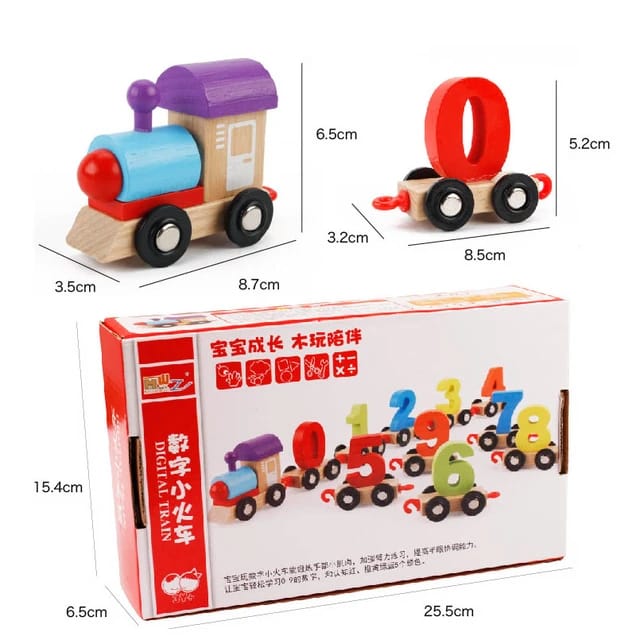Kids Wooden Multicolor Digital Numbers Sorting Train – MGT Toys