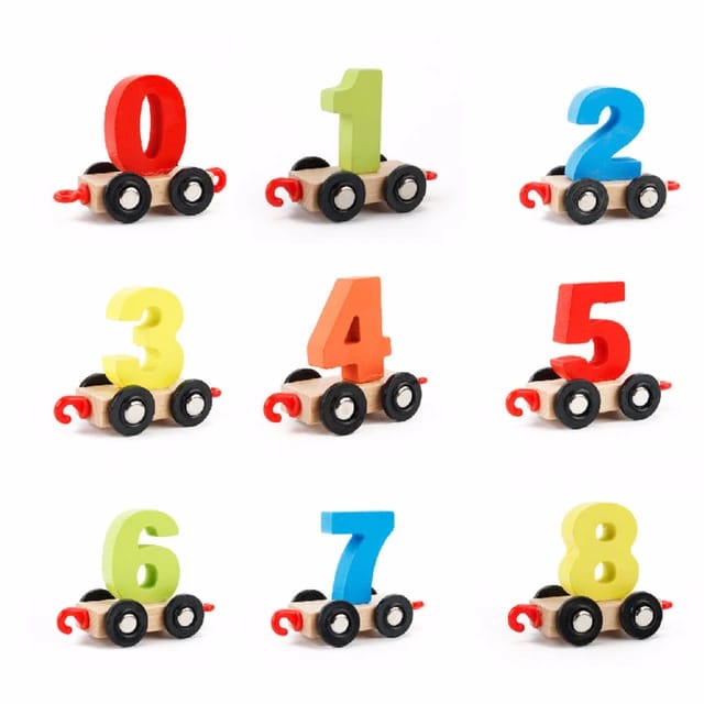 Number Train Sorting Kids Wooden Multicolor Digital Numbers Sorting Train – MGT Toys