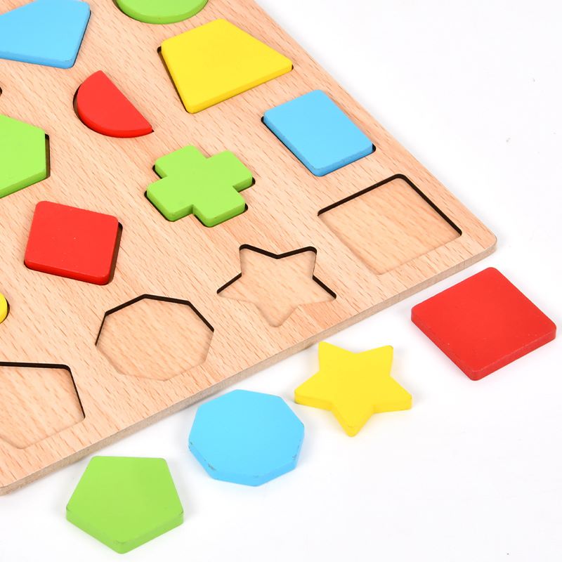 Wooden 3d Multicolor 16 Shapes Sorting Board – MGT Toys