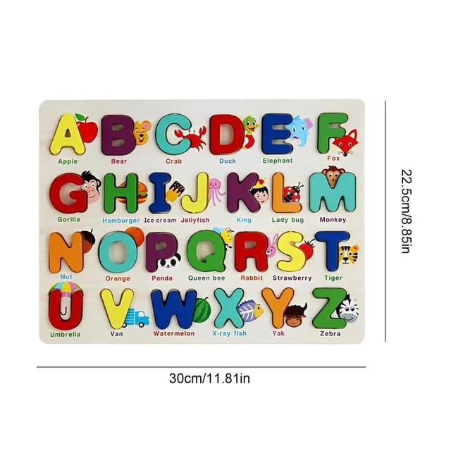 Wooden 3d Alphabets Board With Spellings & Object