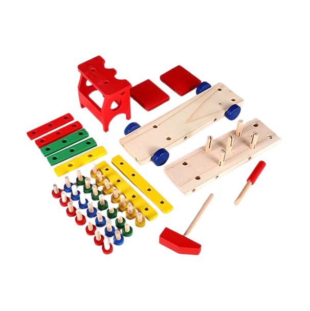 Wooden Multicolor Ball Hammer Assembling Fun Truck MGT Toys Wooden Multicolor Ball Hammer Assembling Fun Truck MGT Toys
