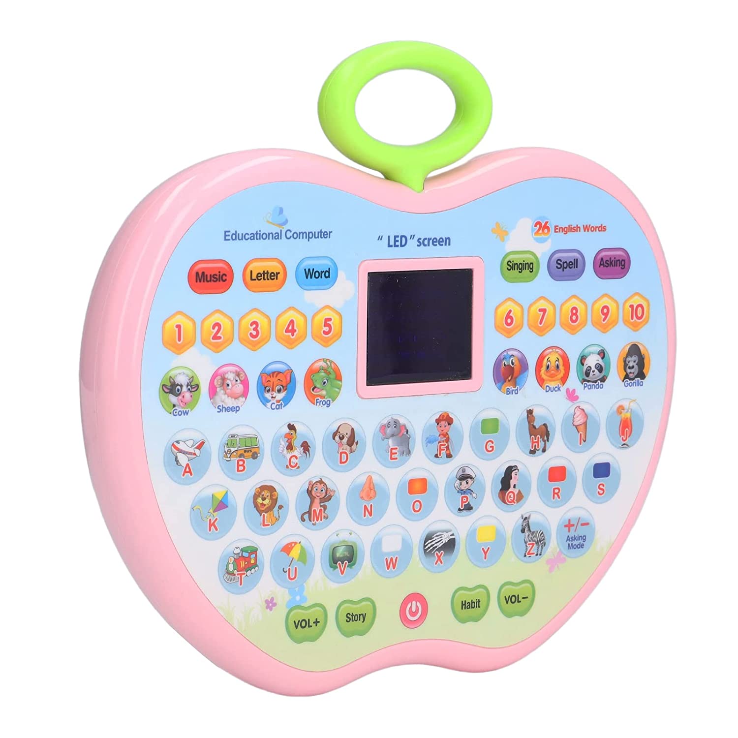 Apple Shape Educational Computer Tablet With LED Display