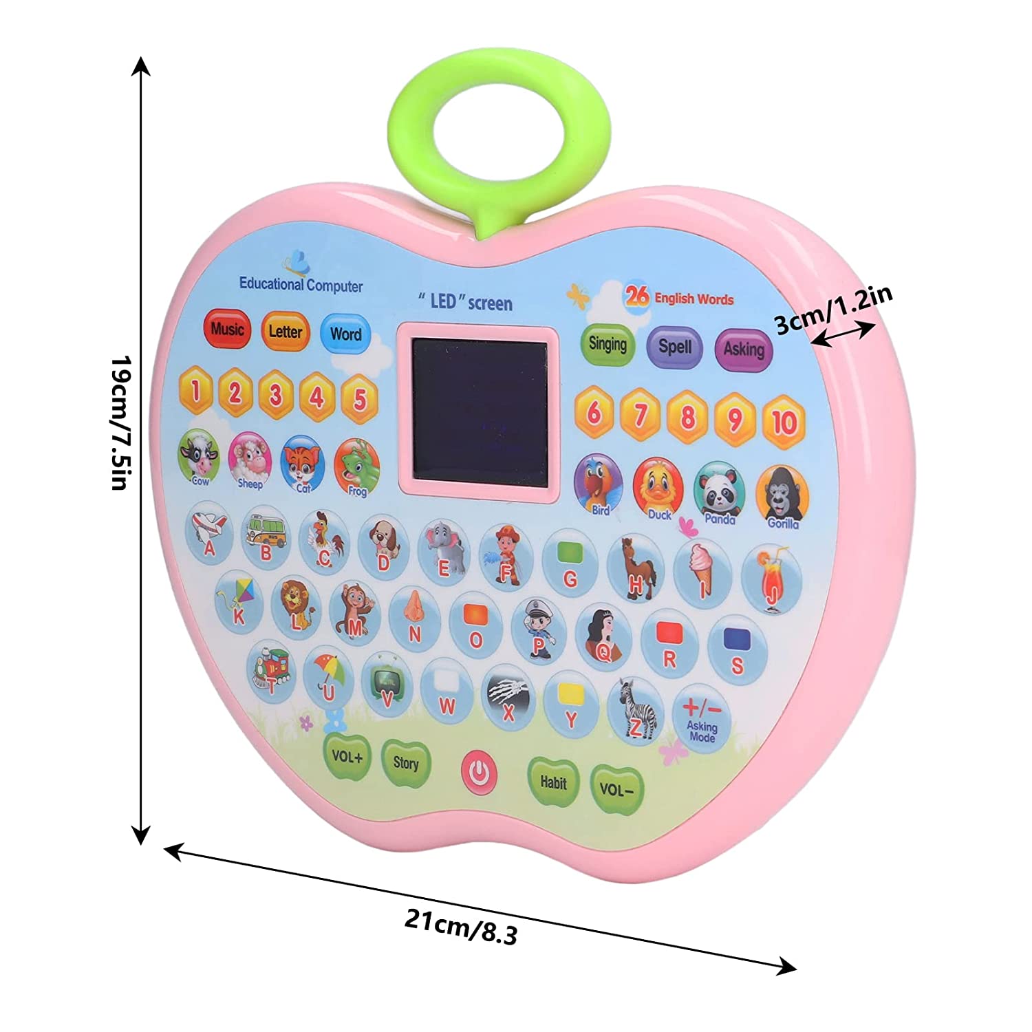 Apple Shape Educational Computer Tablet With LED Display