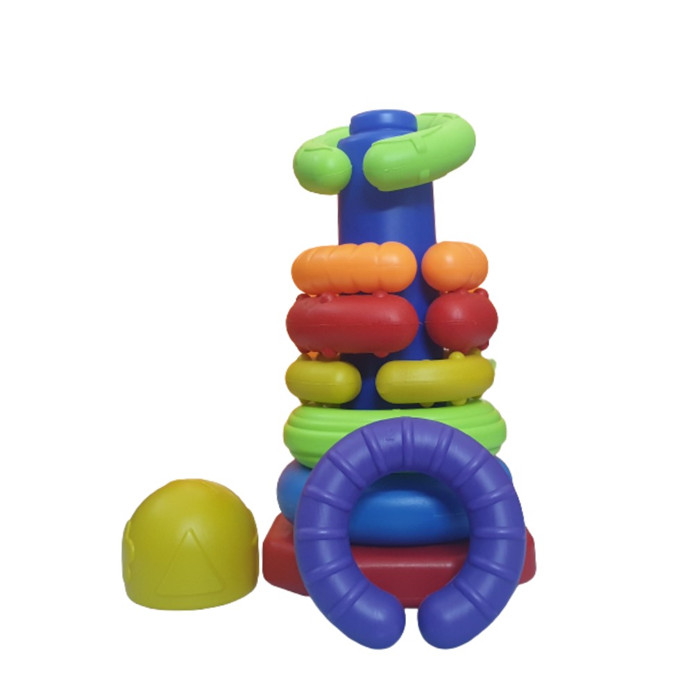 Rainbow Multicolor Ring Stacking Tower With Ball