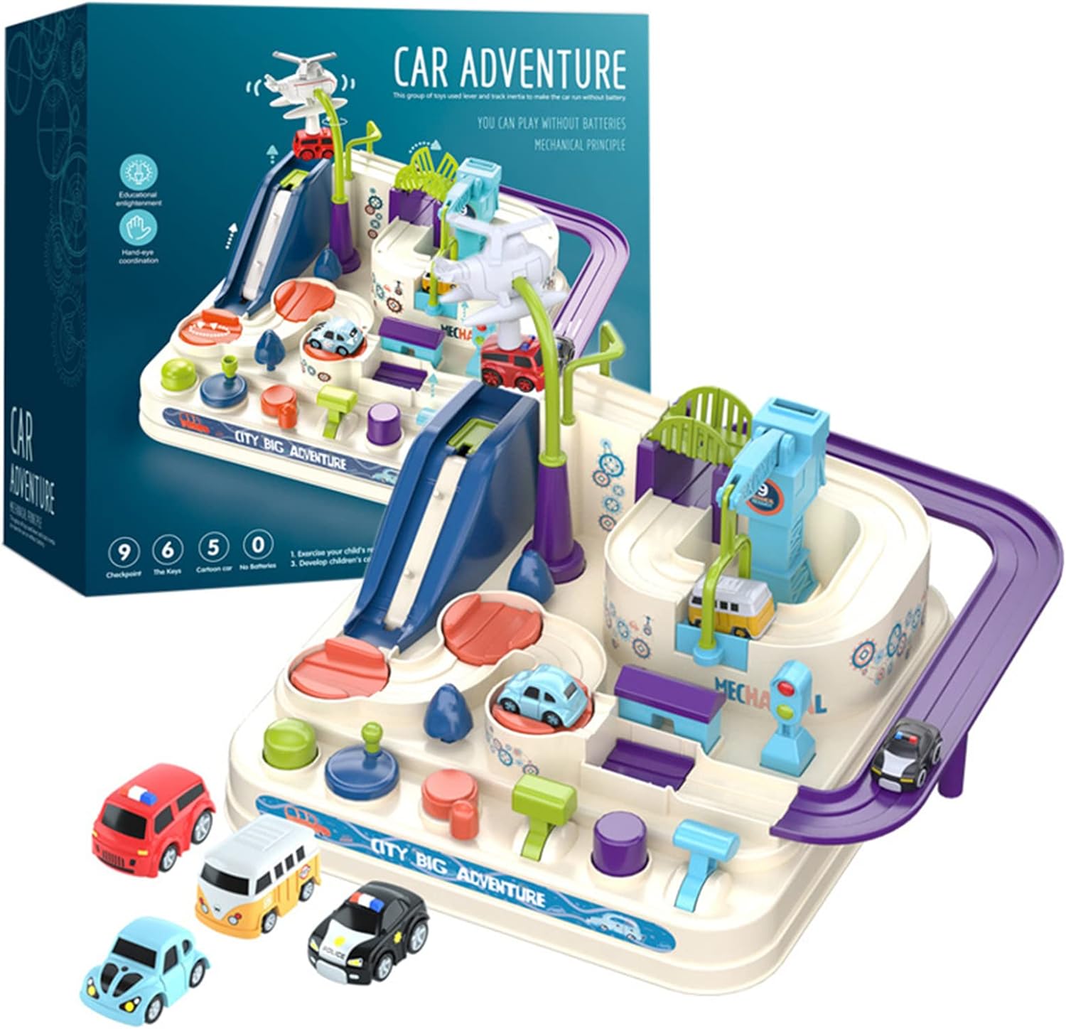 Car Adventure 4 Cars Parking Race Track Toy