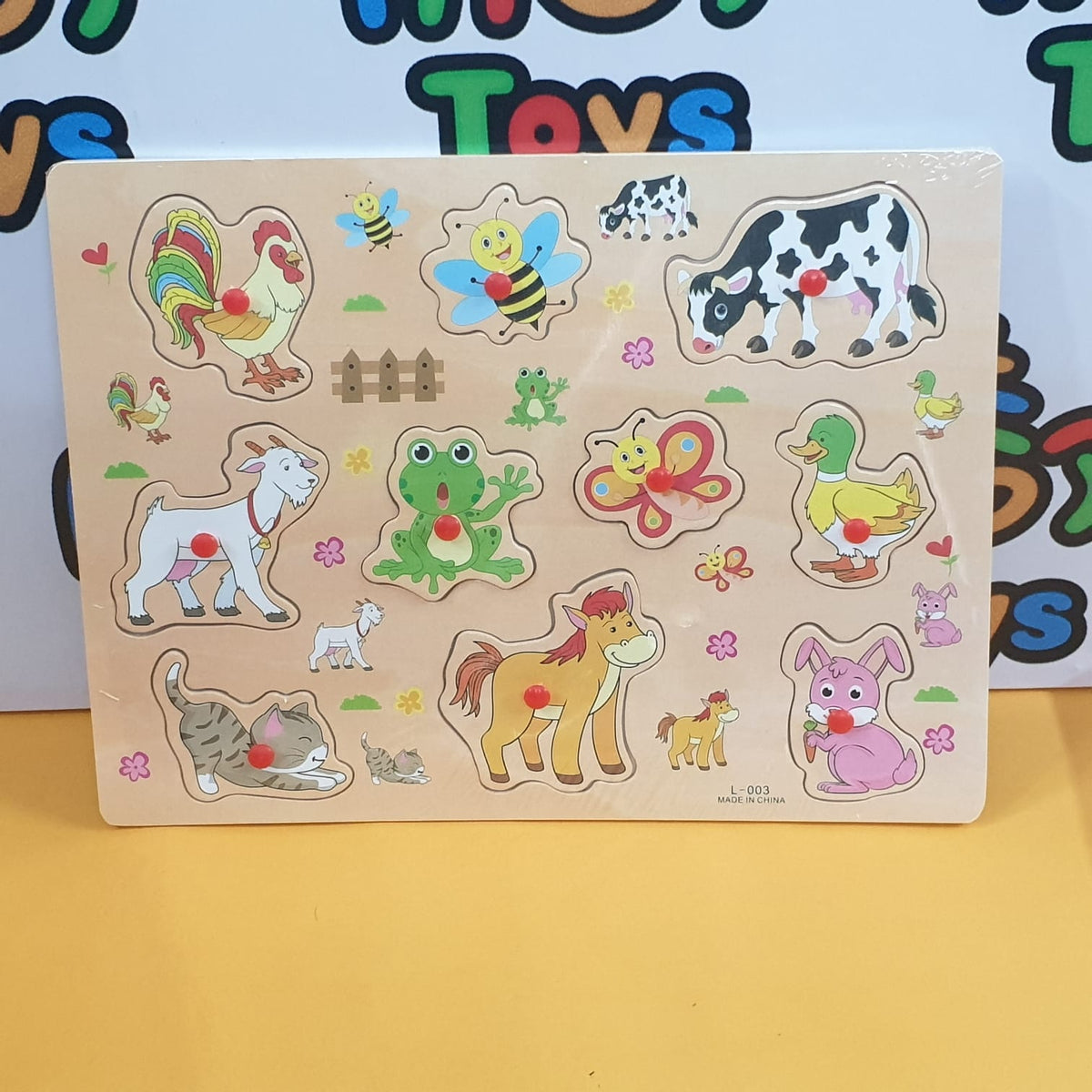 Wooden Farm Animal Peg Puzzle Pin Board – MGT Toys