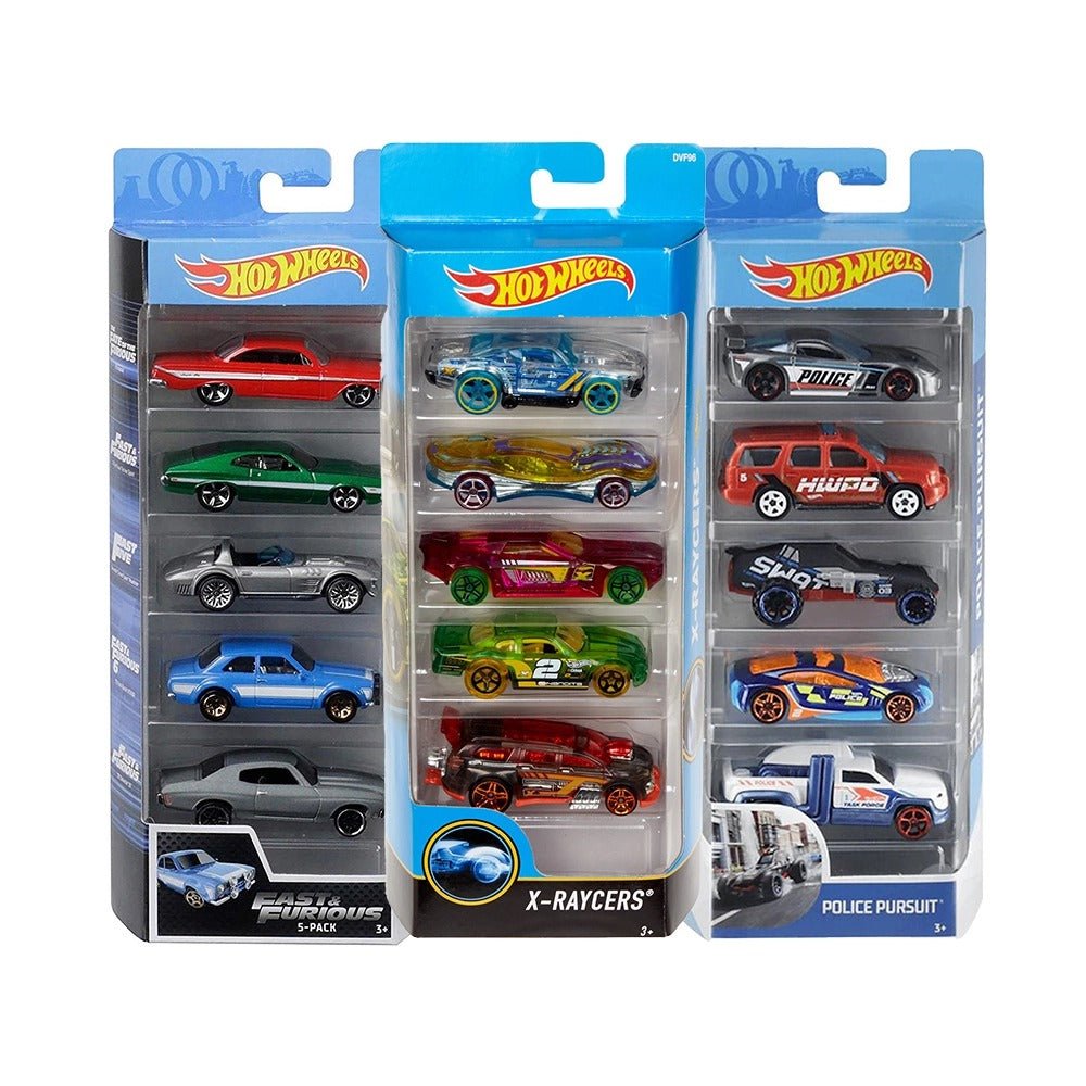 Hot Wheels Die Cast Metal Cars Multi Color Models-Pack of 5