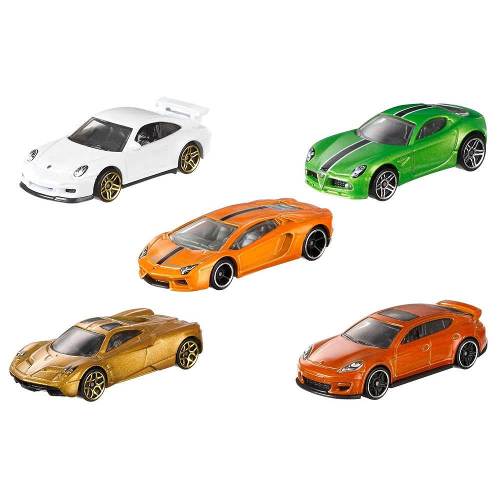 Hot Wheels Die Cast Metal Cars Multi Color Models-Pack of 5