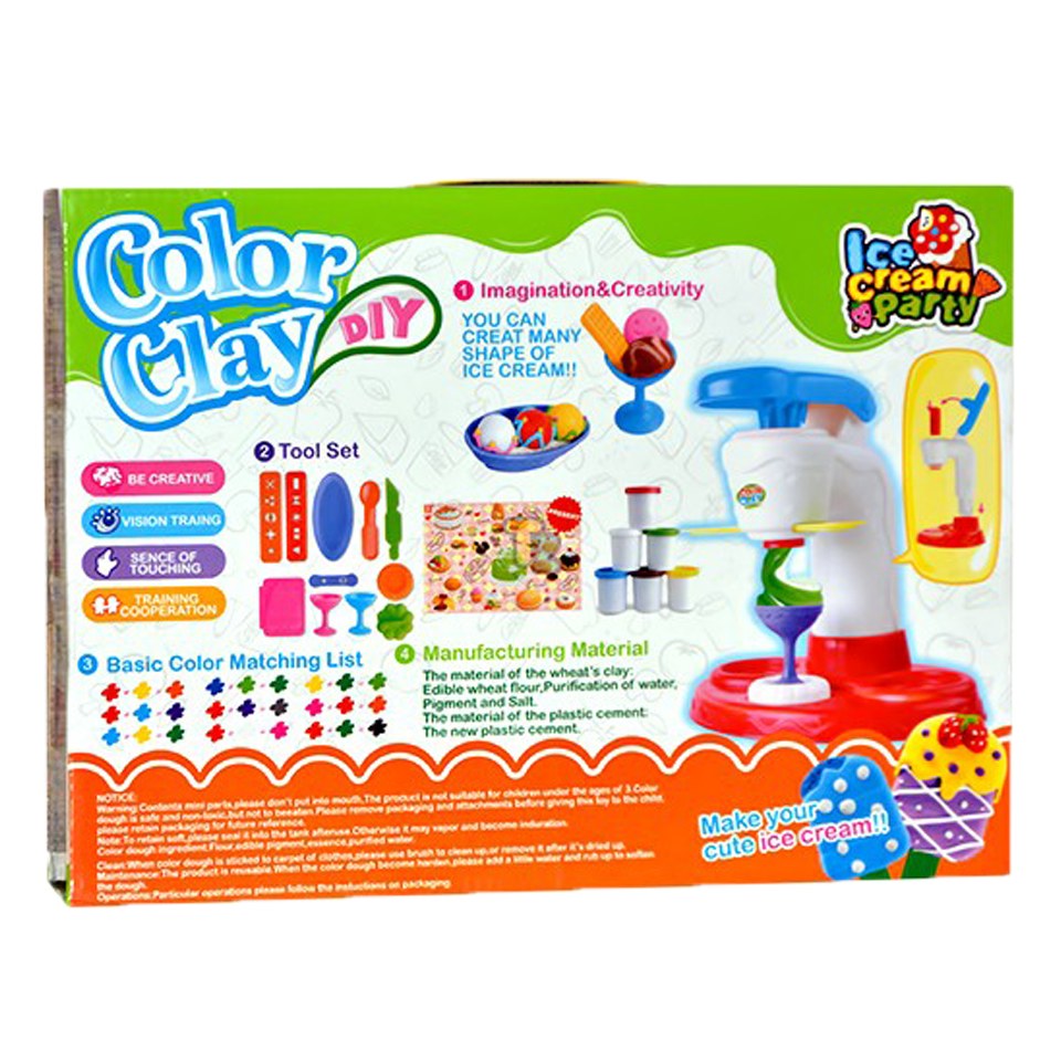 Clay Color Ice Cream Play Dough Party Set