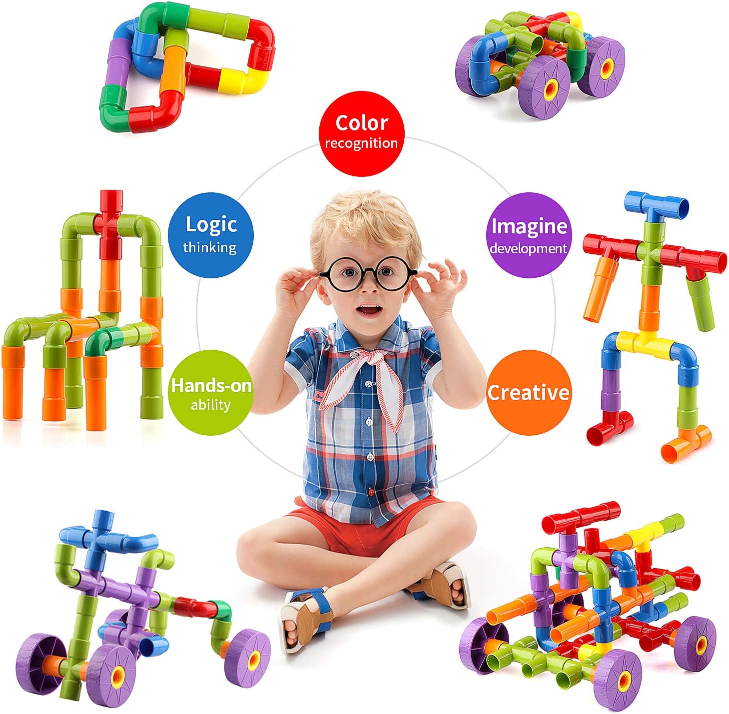 Kids Creative Pipe Puzzle Building Blocks Set Pack Of 40 pcs