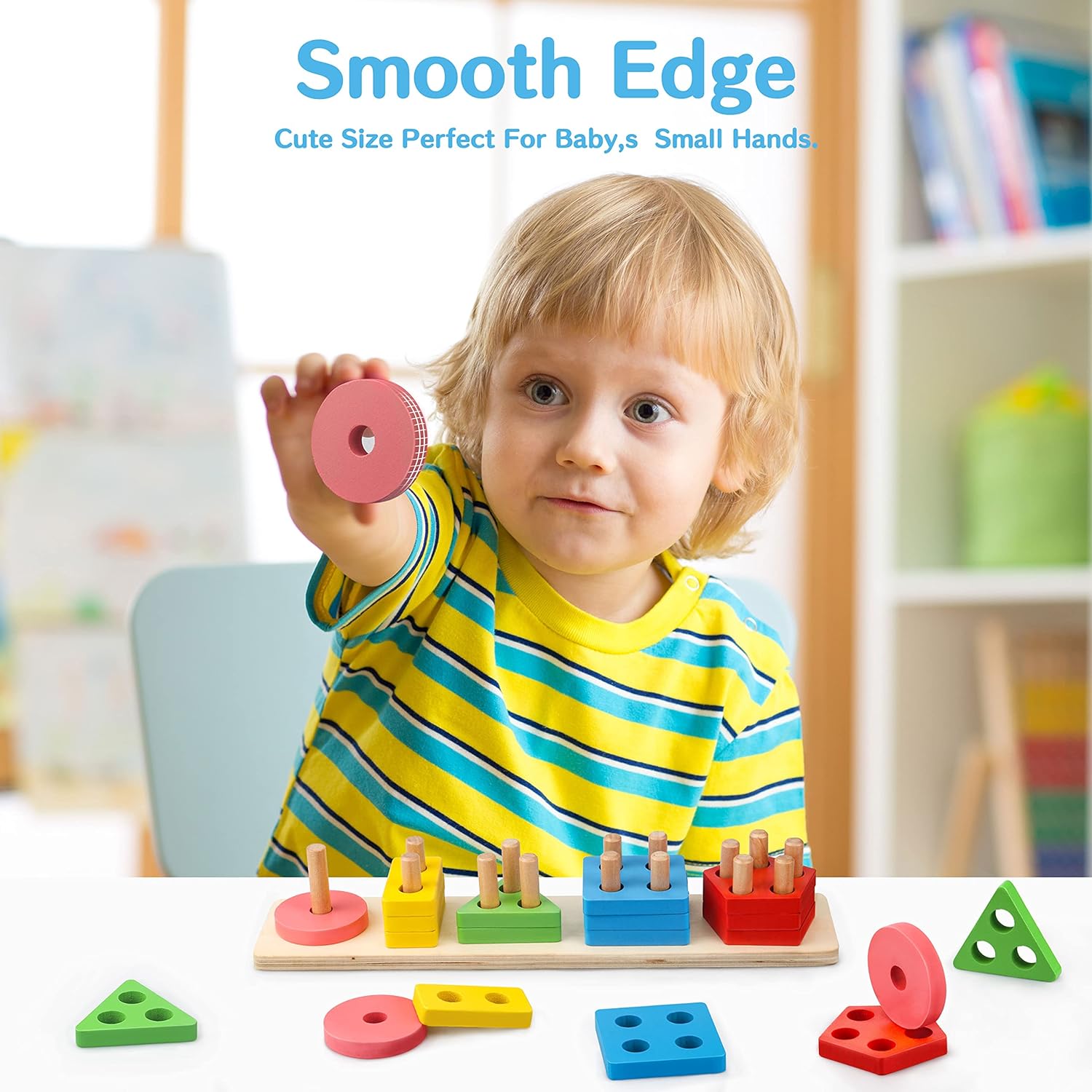 Set Shape Toy Wooden 5 Geometric Shapes Sorter Set – MGT Toys