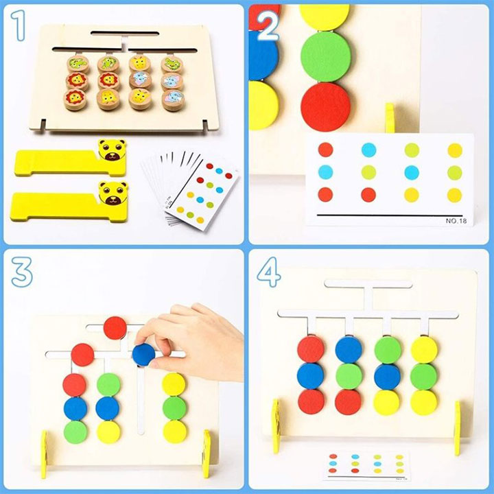 Wooden 4 Colors & Animals Matching Logic Game