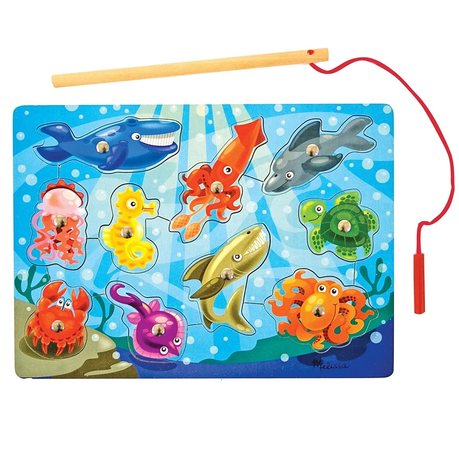 Wooden Magnetic Fishing Sorting Board With Drawing Area