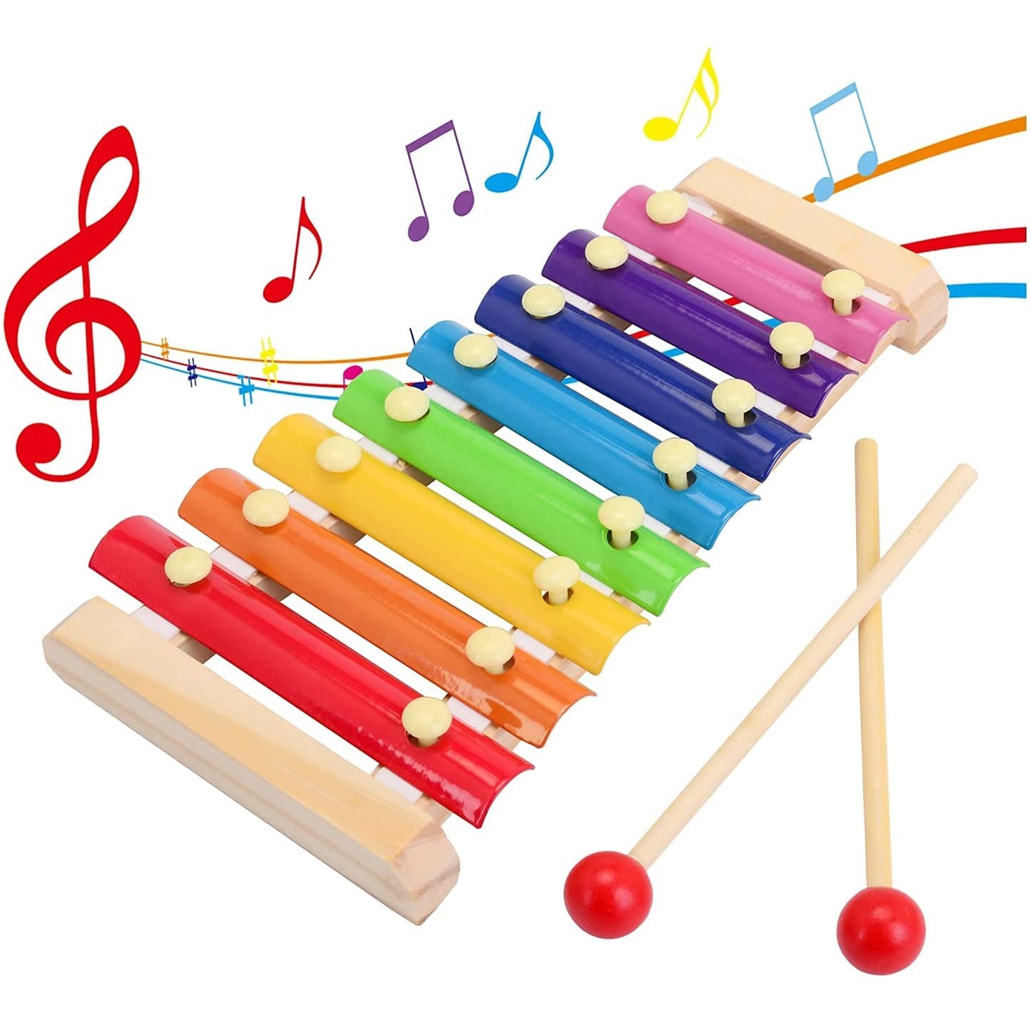 Kids Wooden Multicolor Xylophone Musical Toy With 8 Note 2 Sticks