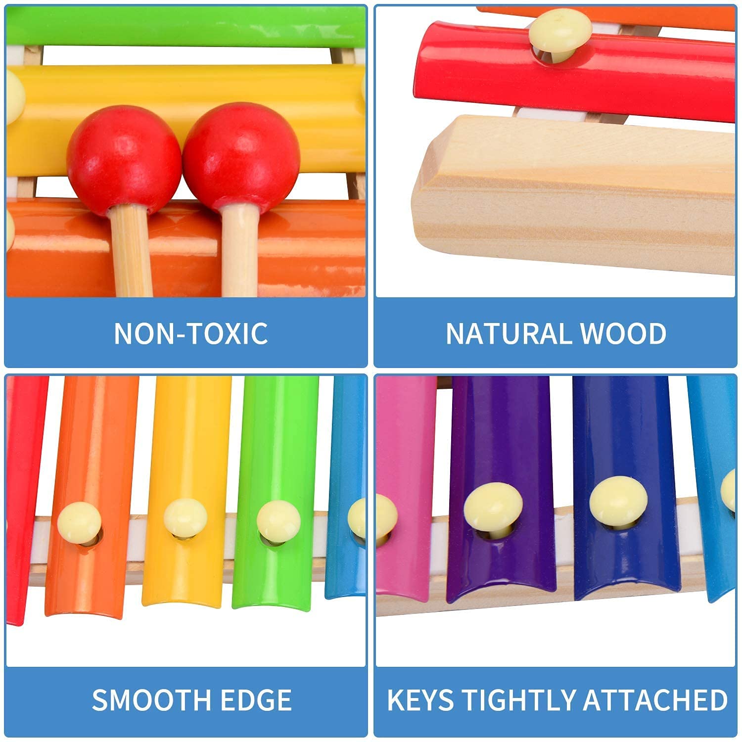 Kids Wooden Multicolor Xylophone Musical Toy With 8 Note 2 Sticks