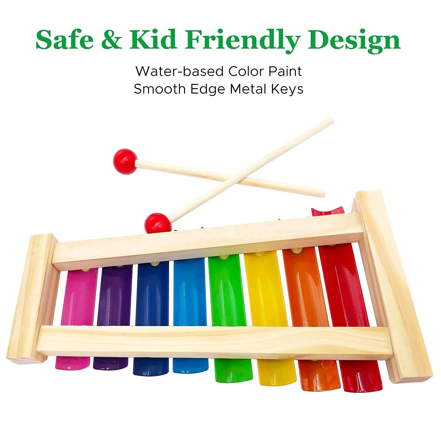 Kids Wooden Multicolor Xylophone Musical Toy With 8 Note 2 Sticks