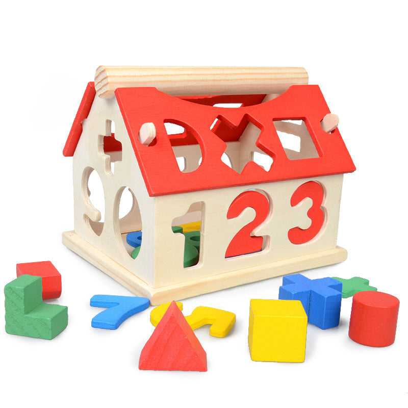 Kids Wooden Intelligent Digital Number Shapes House