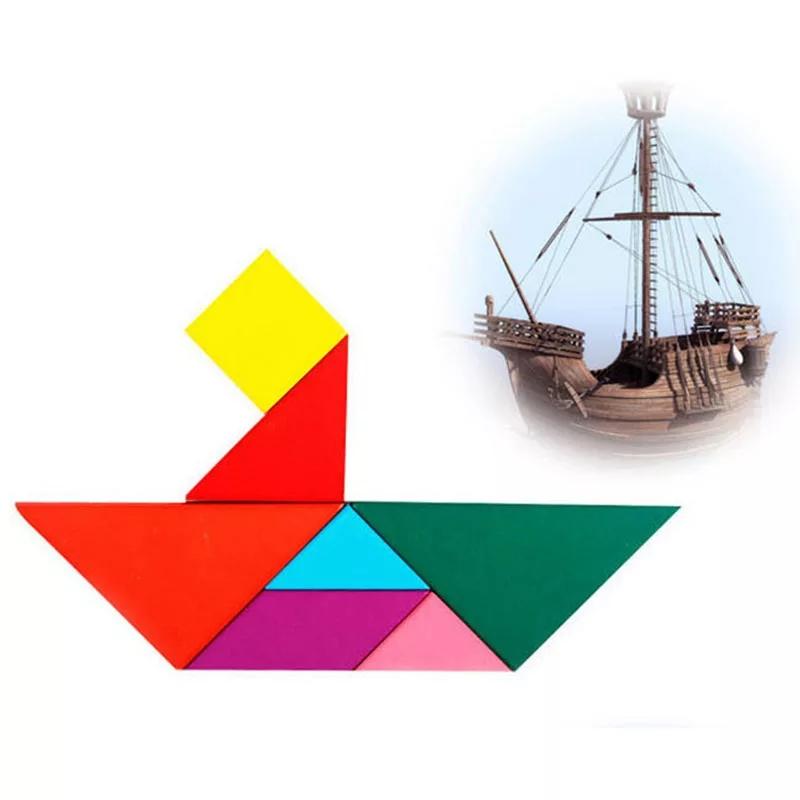 Kids Wooden Geometrical Tangram Puzzle Educational Board