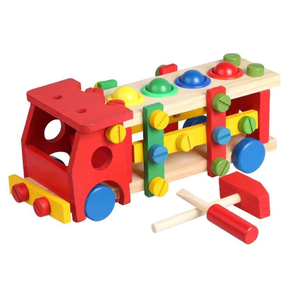 Wooden Multicolor Ball Hammer Assembling Fun Truck MGT Toys Wooden Multicolor Ball Hammer Assembling Fun Truck MGT Toys