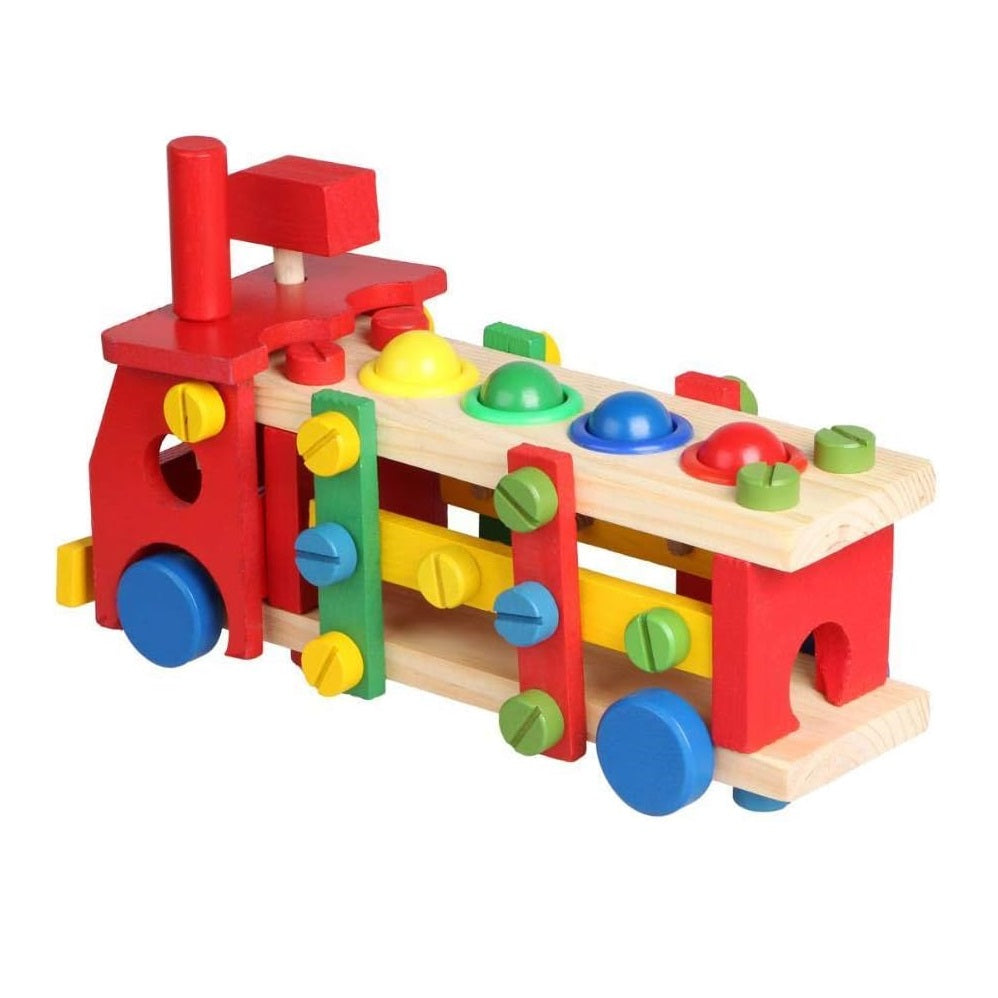 Wooden Multicolor Ball Hammer Assembling Fun Truck MGT Toys Wooden Multicolor Ball Hammer Assembling Fun Truck MGT Toys