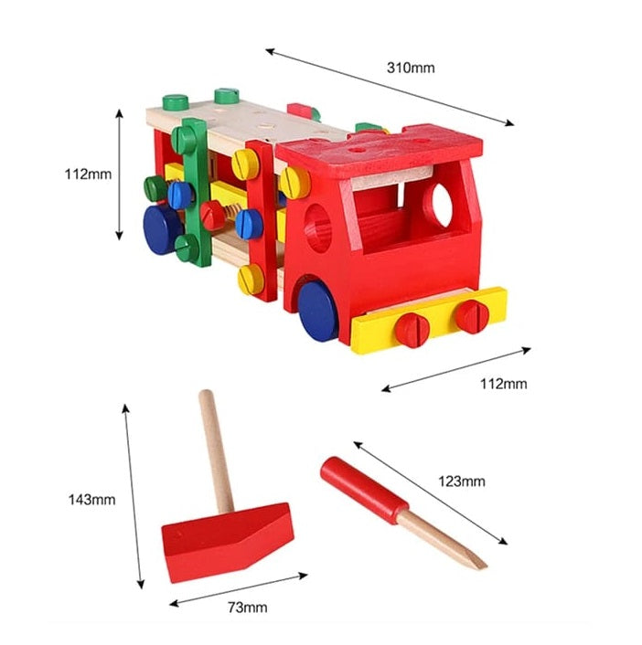 Wooden Multicolor Ball Hammer Assembling Fun Truck MGT Toys Wooden Multicolor Ball Hammer Assembling Fun Truck MGT Toys